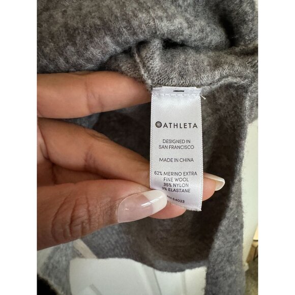 ATHLETA Transit Colorblock Merino Knit Wool Turtleneck Hi Low Sweater Small /L1 - Picture 5 of 8
